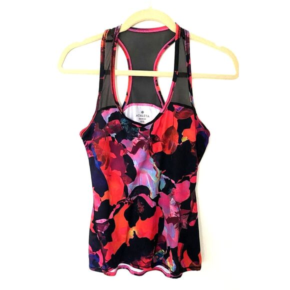 Athleta Chi Mesh Floral Racerback Tank Top Lightweight Stretchy Activewear XXS - Picture 2 of 9